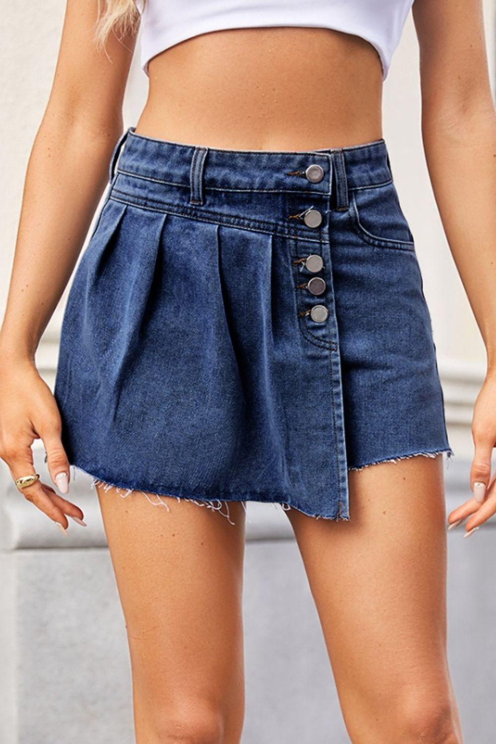 Raw Hem Denim skort - Clothes For Her Online Store
