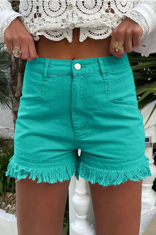 Raw Hem High Waist Denim Shorts - Clothes For Her Online Store