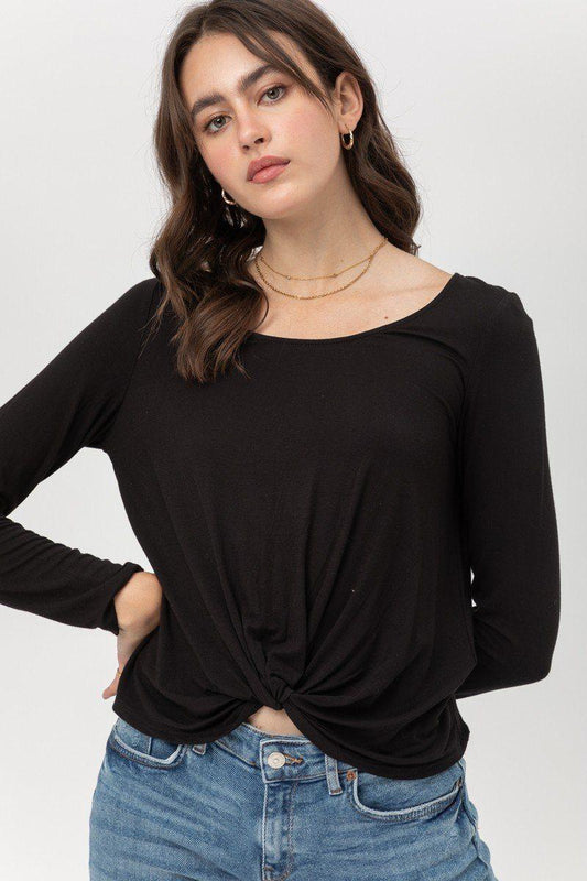 Rayon Span Jersey Front Twisted Top - Clothes For Her Online Store