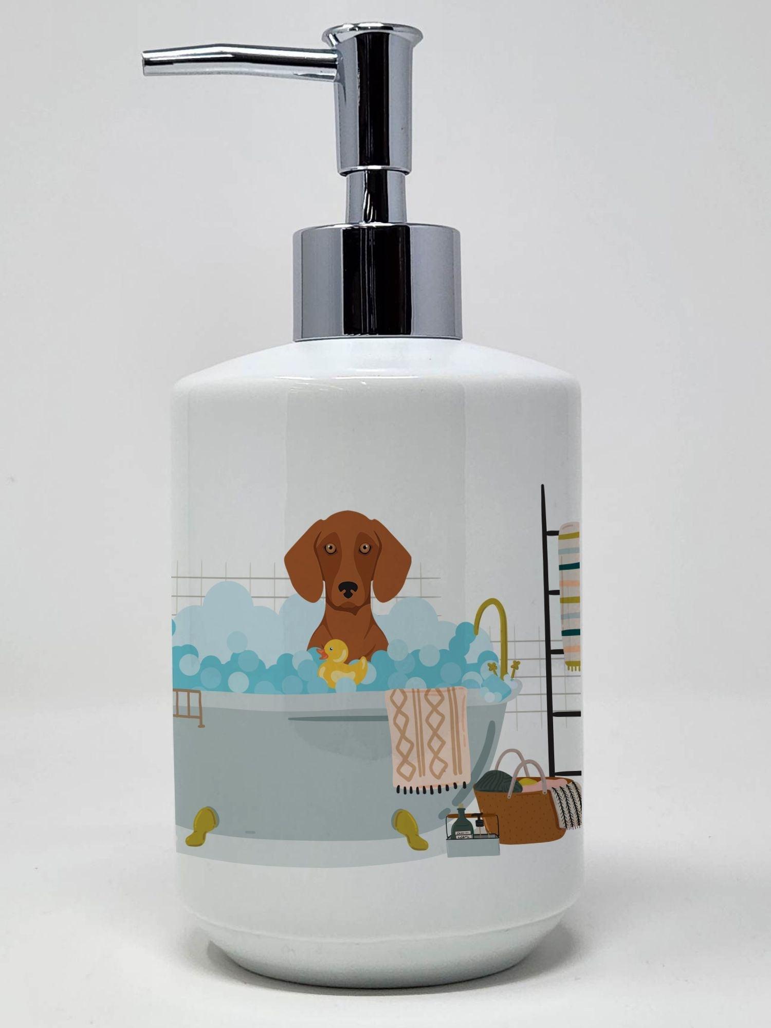 Red Dachshund Ceramic Soap Dispenser Hand Soap Dispenser Pump Bottles for Bathroom Kitchen, Empty Refillable Liquid Soap Container - Clothes For Her Online Store