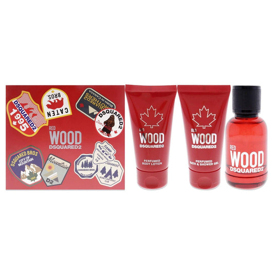 Red Wood by Dsquared2 for Women - 3 Pc Gift Set 1.7oz EDT Spray, 1.7oz Body Lotion, 1.7oz Bath and Shower Gel - Clothes For Her Online Store