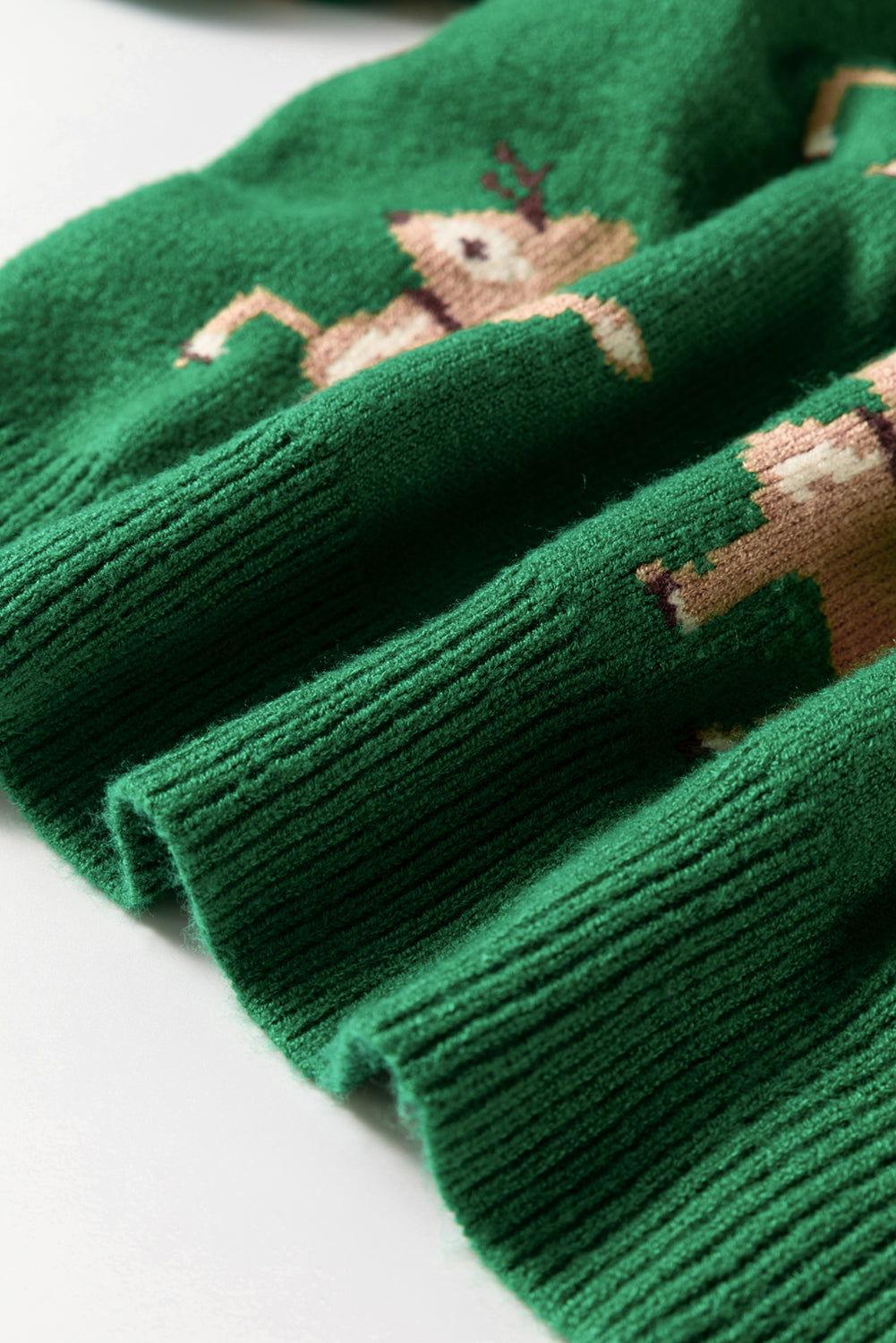 Reindeer Round Neck Drop Shoulder Sweater - Clothes For Her Online Store