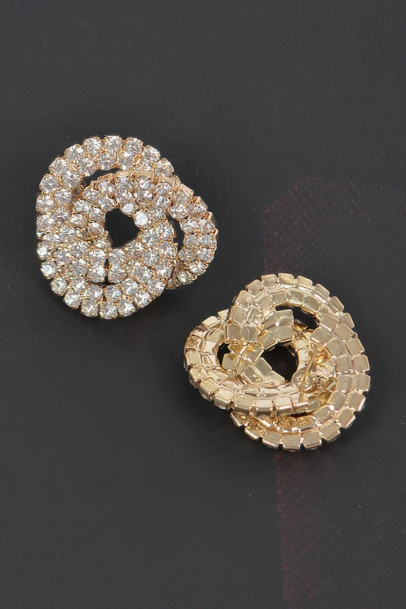 Rhinestone Button Earring - Clothes For Her Online Store
