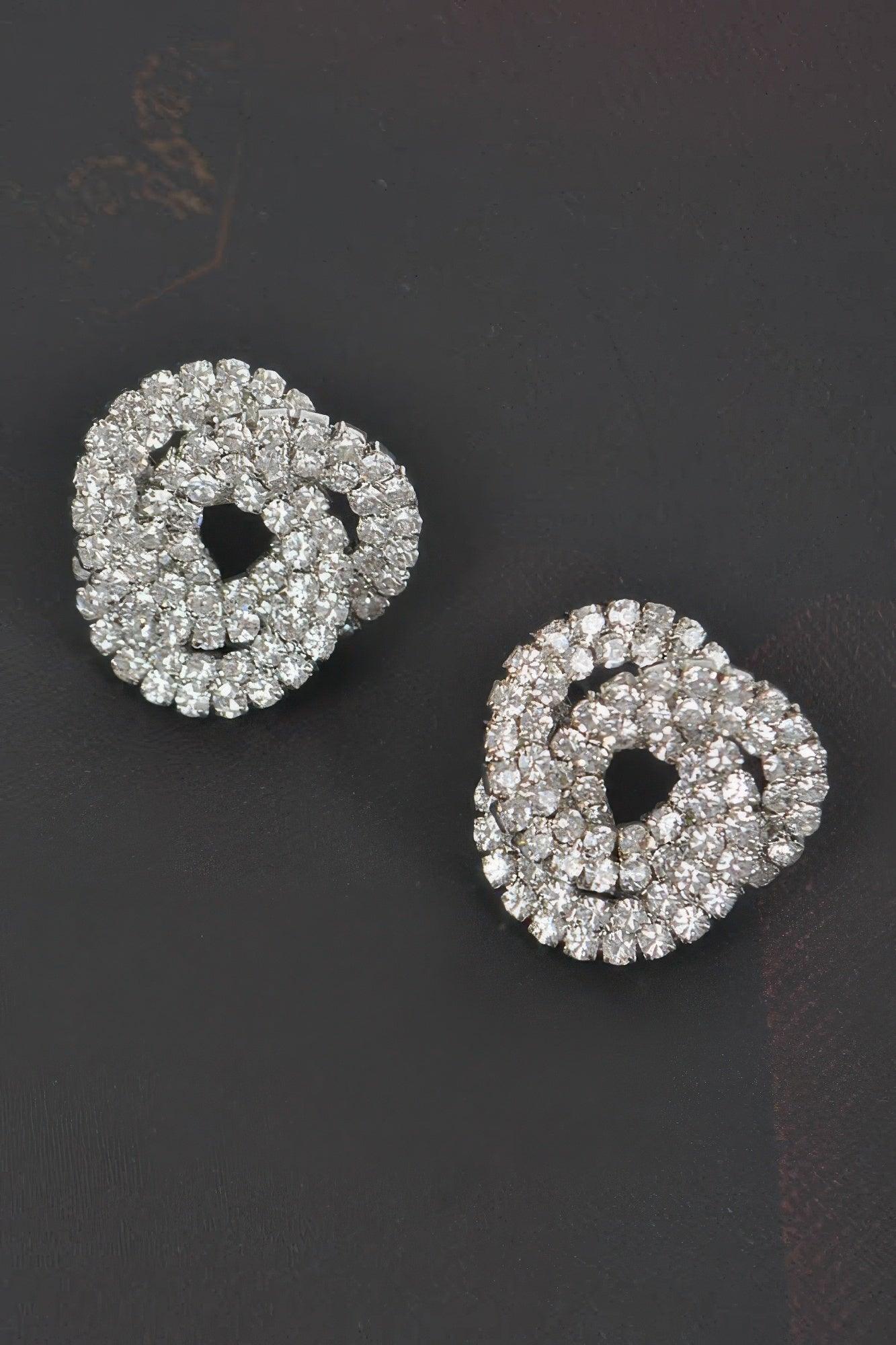 Rhinestone Button Earring - Clothes For Her Online Store