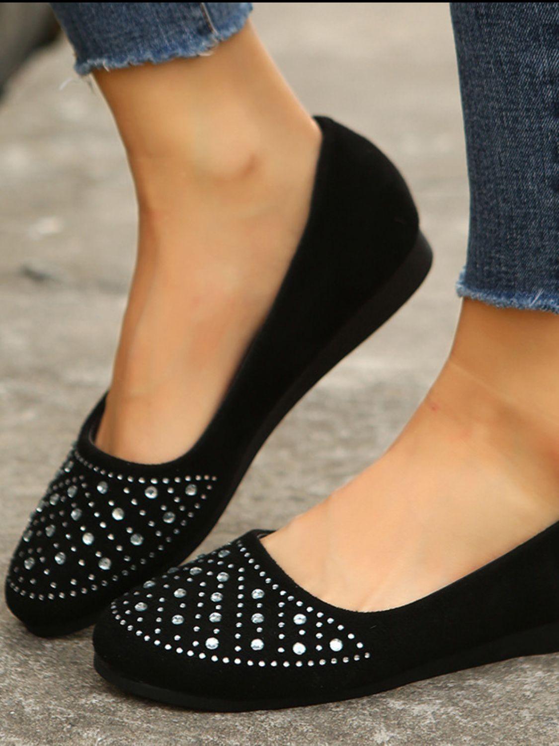Rhinestone Flat Slip-Ons - Clothes For Her Online Store