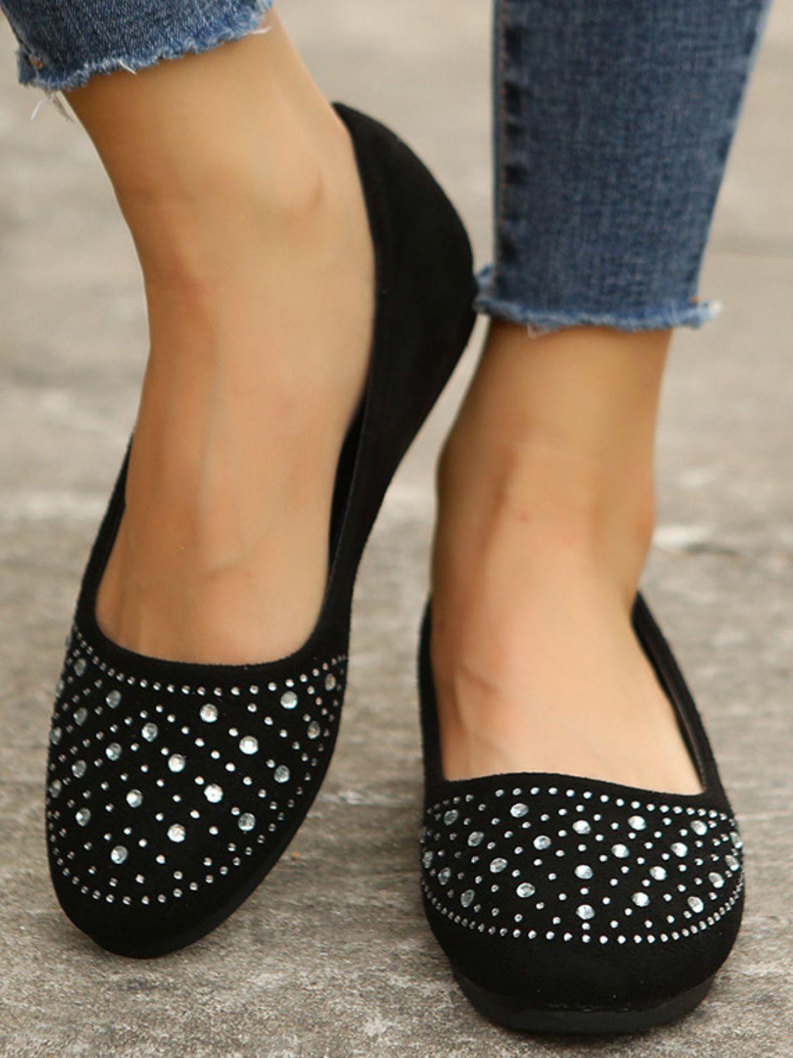Rhinestone Flat Slip-Ons - Clothes For Her Online Store