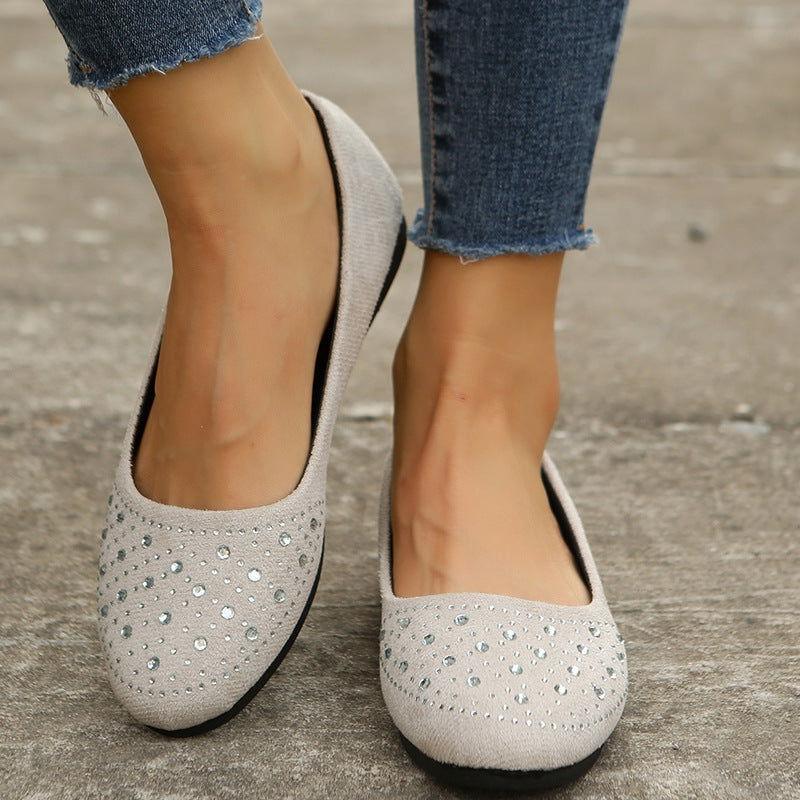 Rhinestone Flat Slip-Ons - Clothes For Her Online Store