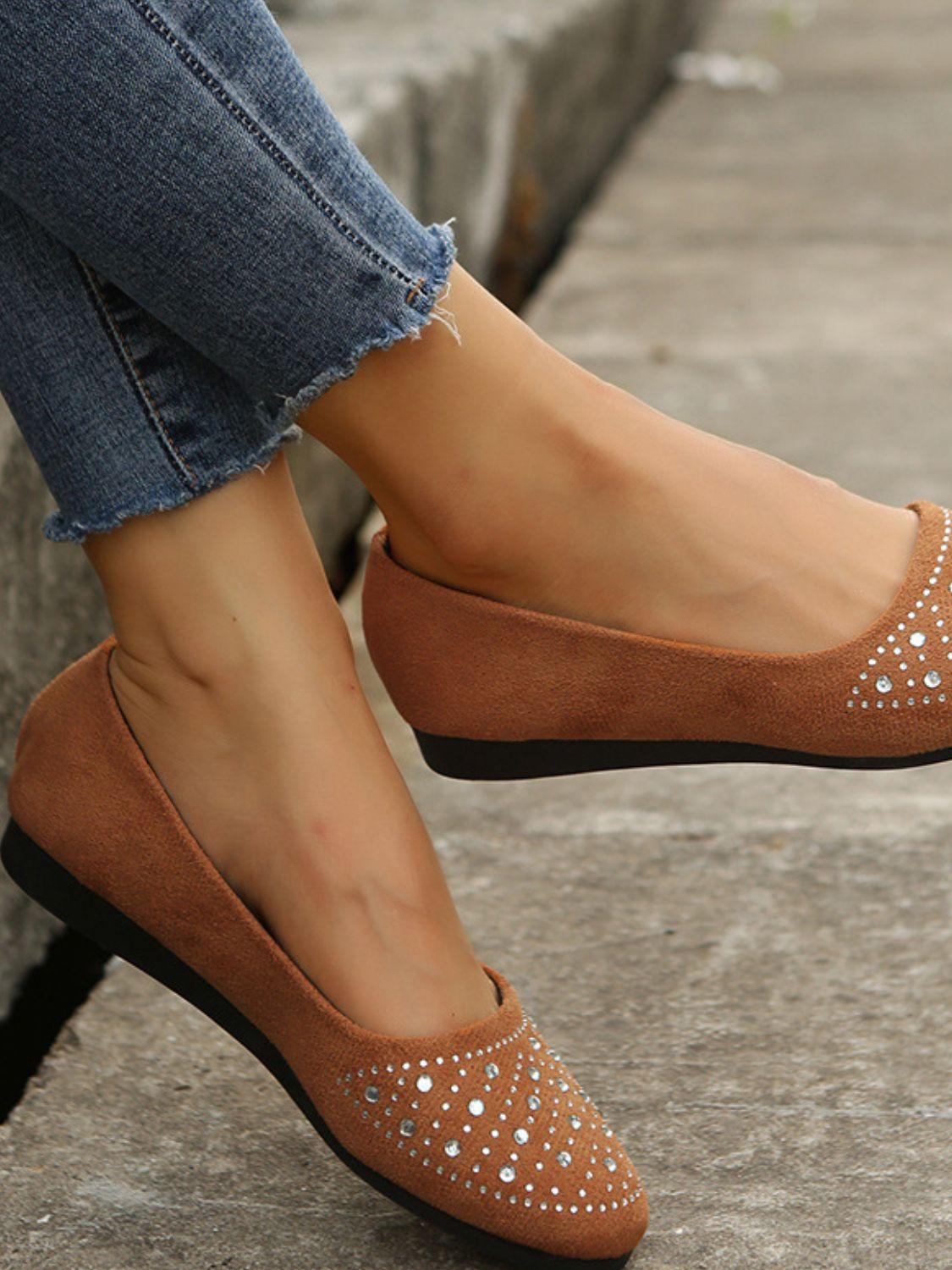Rhinestone Flat Slip-Ons - Clothes For Her Online Store