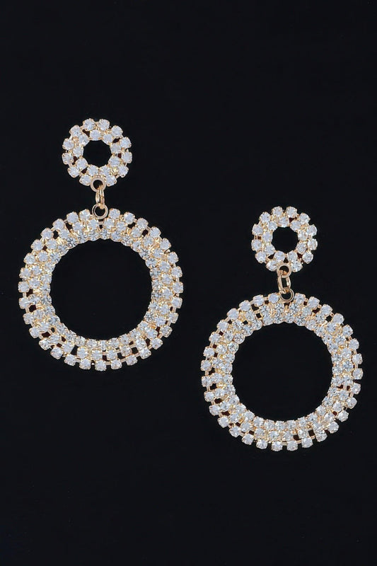 Rhinestone Round Circle Dangle Earring - Clothes For Her Online Store
