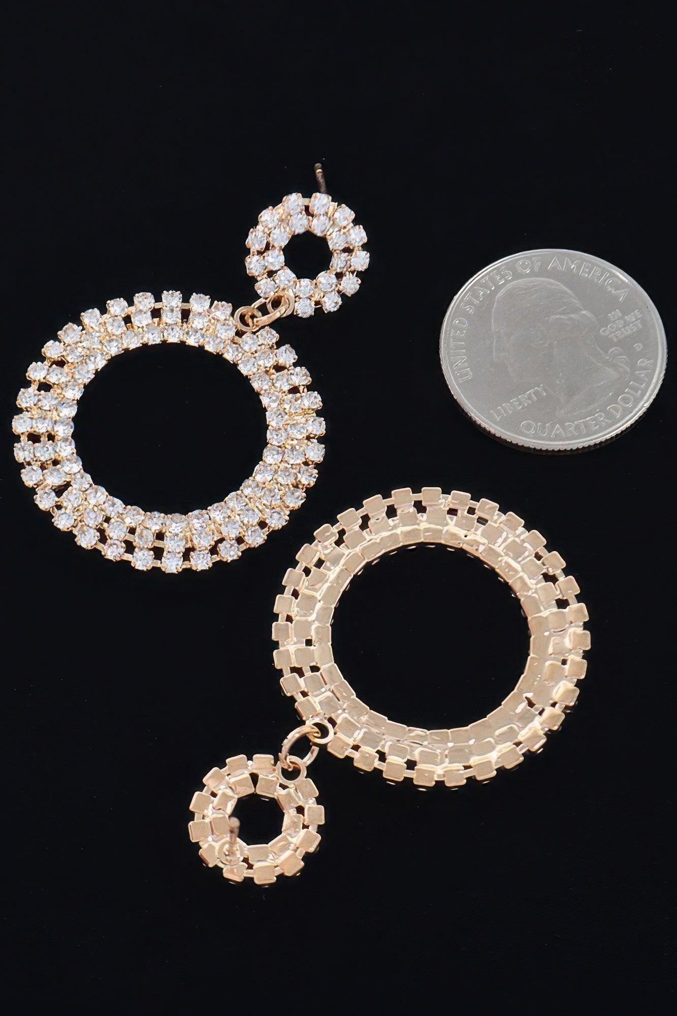 Rhinestone Round Circle Dangle Earring - Clothes For Her Online Store