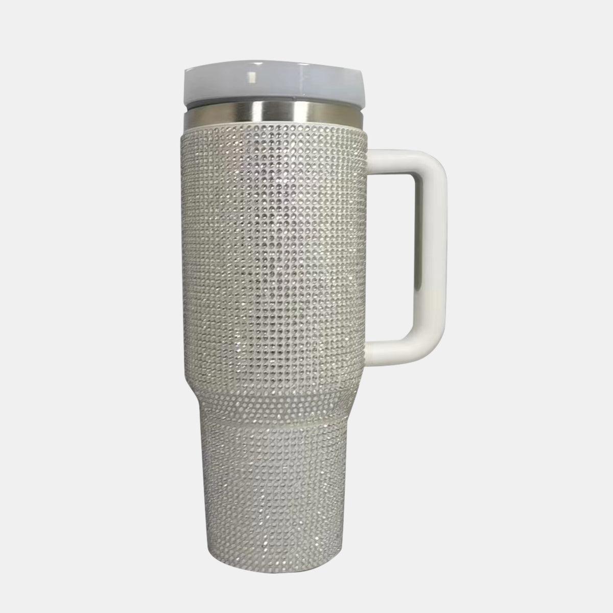 Rhinestone Stainless Steel Tumbler with Straw - Clothes For Her Online Store