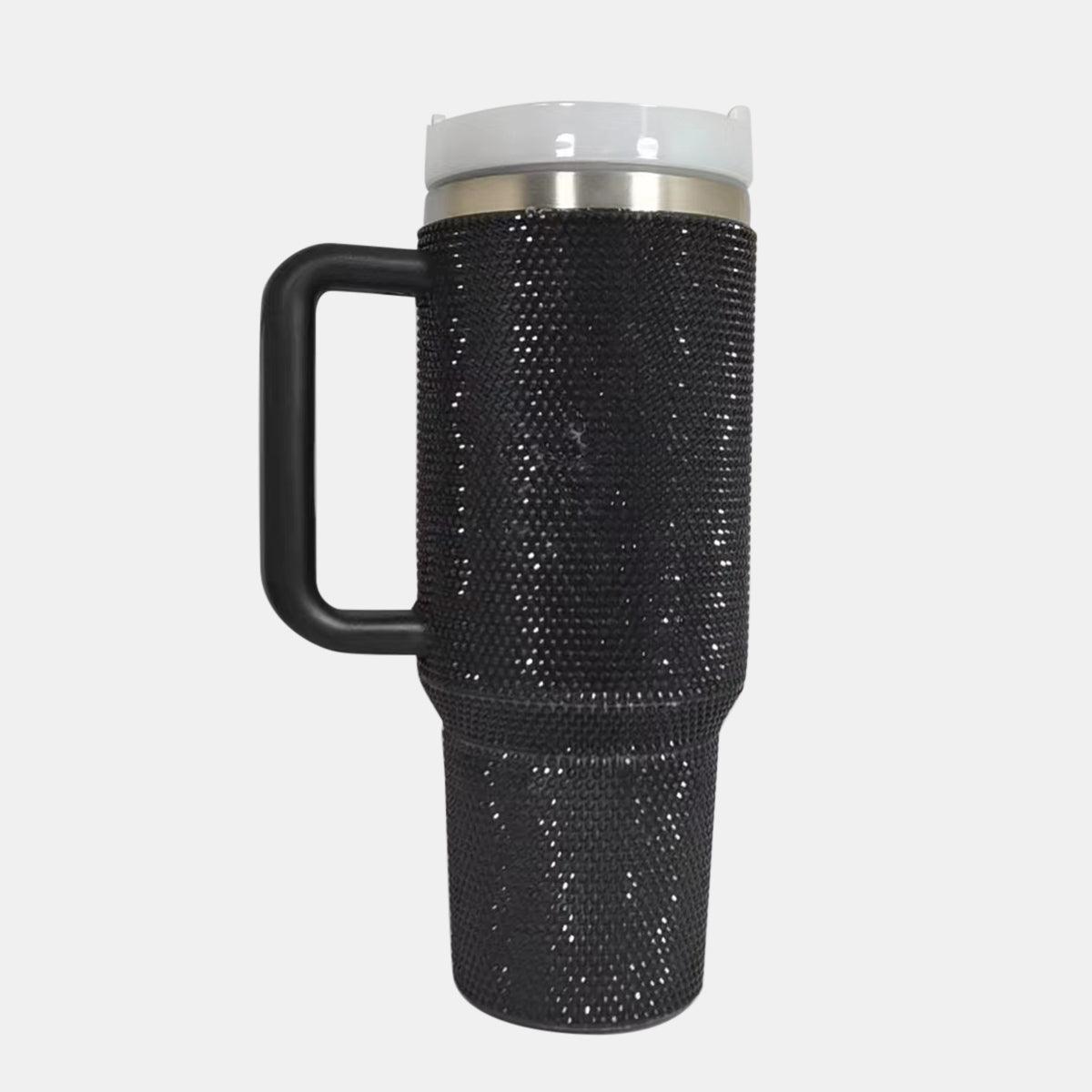 Rhinestone Stainless Steel Tumbler with Straw - Clothes For Her Online Store