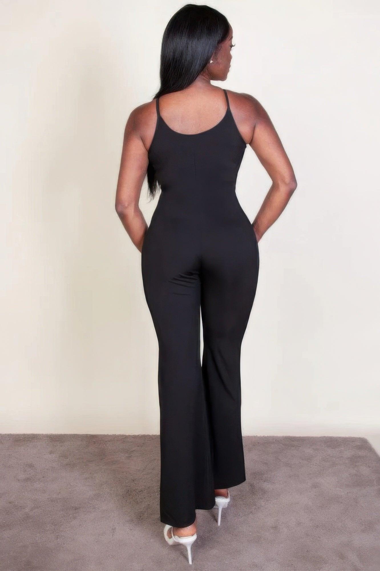 Ribbed sleeveless wide leg jumpsuit - Clothes For Her Online Store