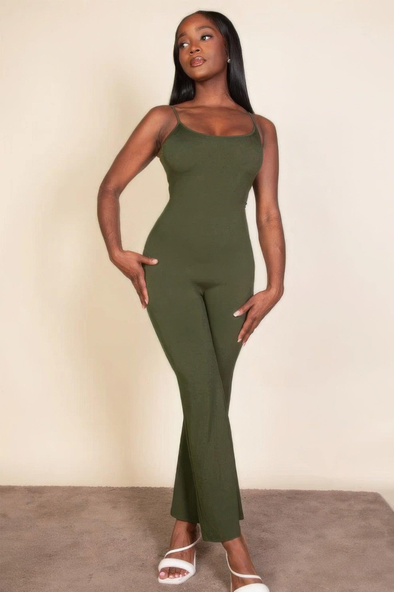 Ribbed sleeveless wide leg jumpsuit - Clothes For Her Online Store