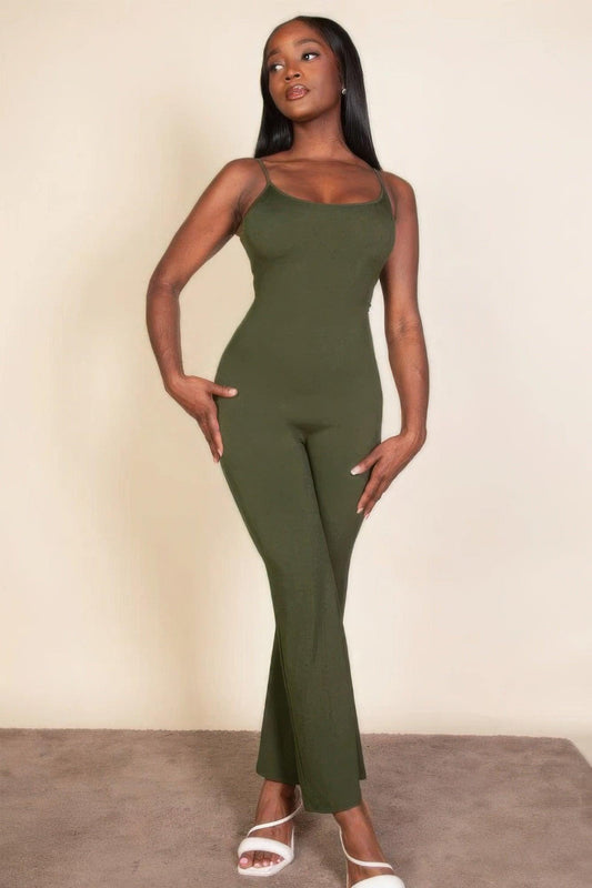 Ribbed sleeveless wide leg jumpsuit - Clothes For Her Online Store