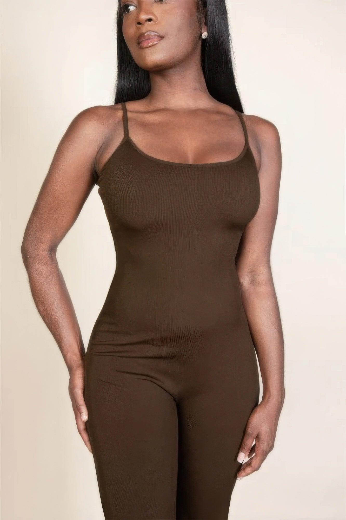 Ribbed sleeveless wide leg jumpsuit - Clothes For Her Online Store