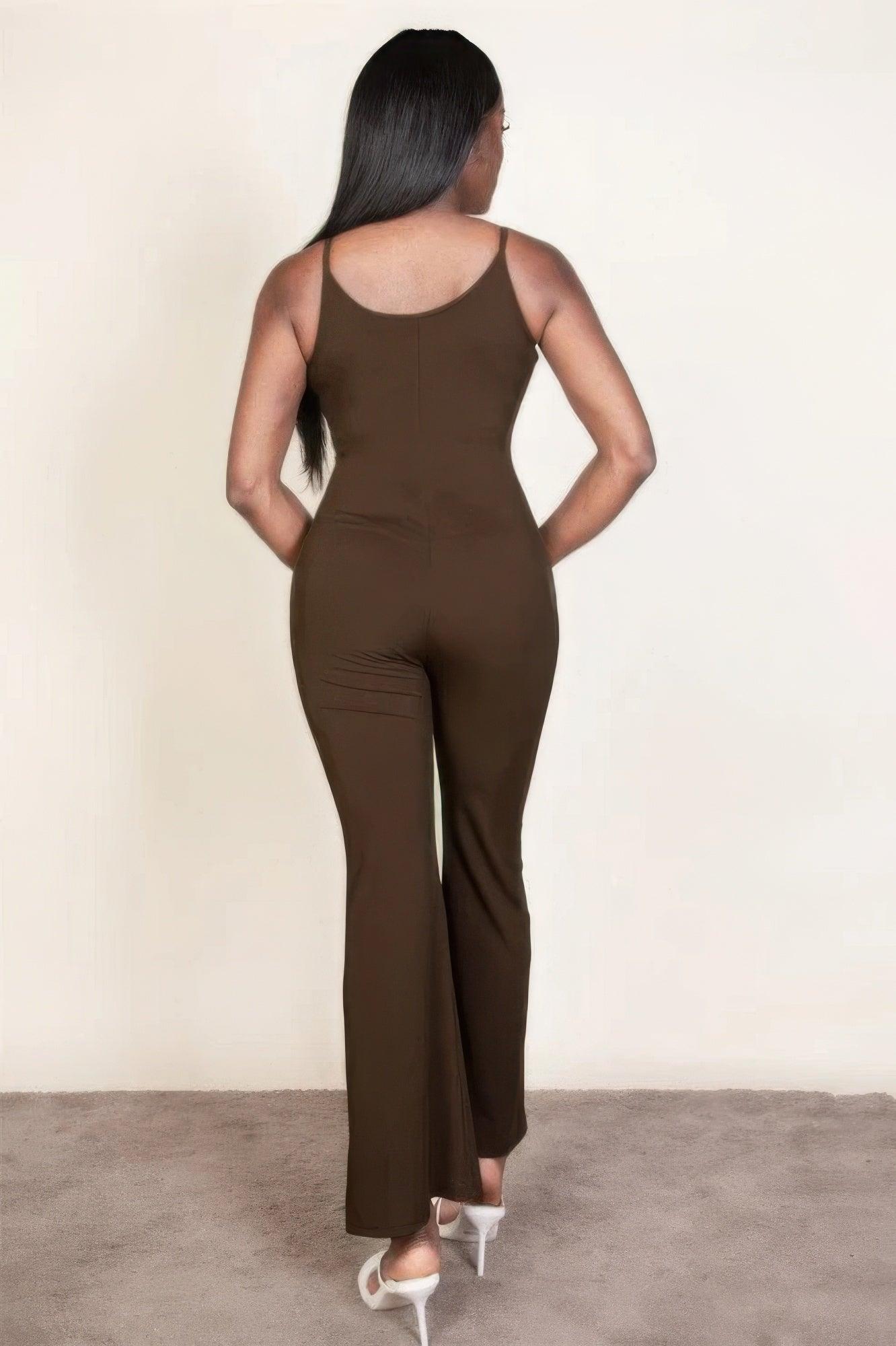 Ribbed sleeveless wide leg jumpsuit - Clothes For Her Online Store