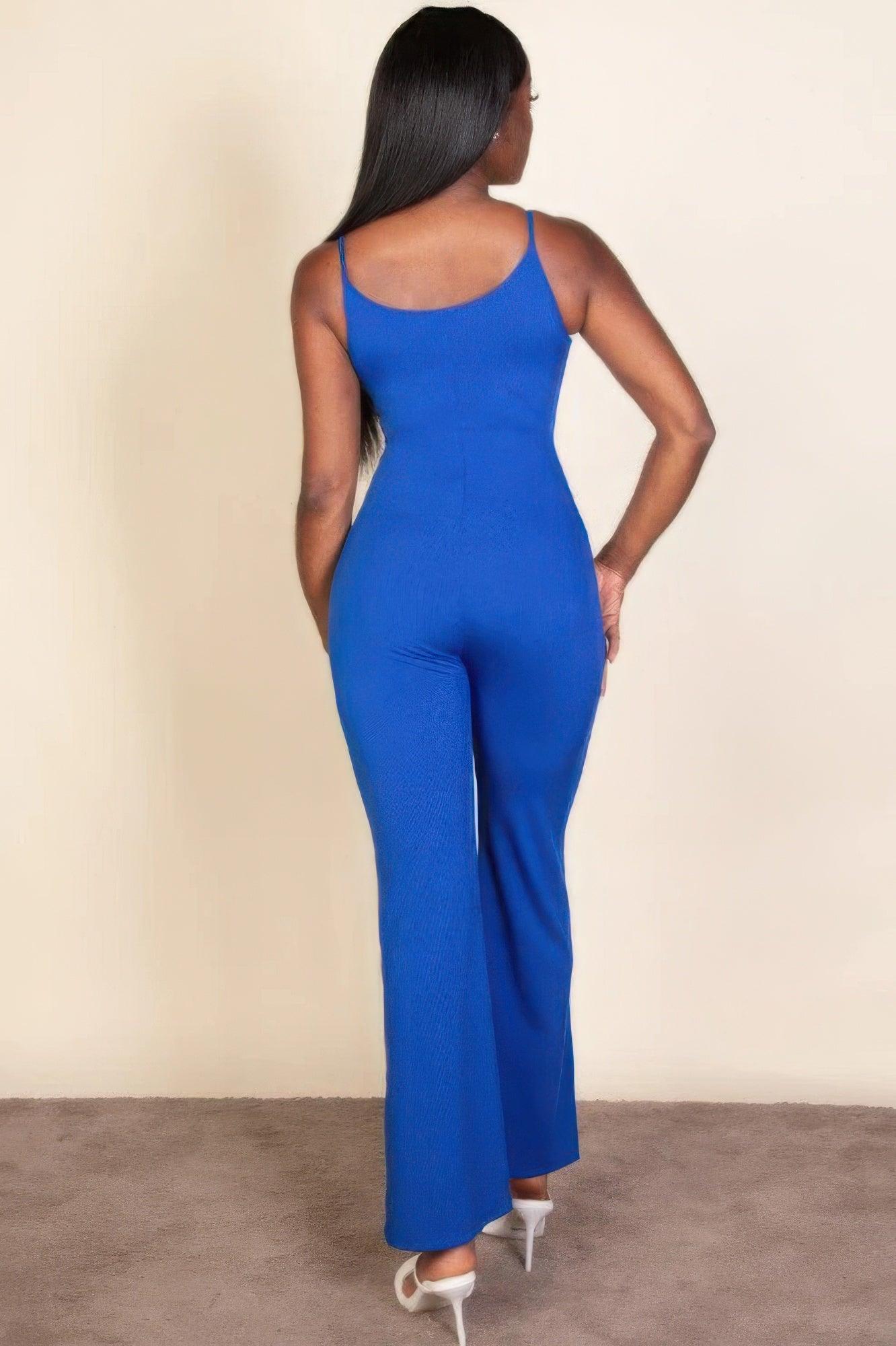 Ribbed sleeveless wide leg jumpsuit - Clothes For Her Online Store