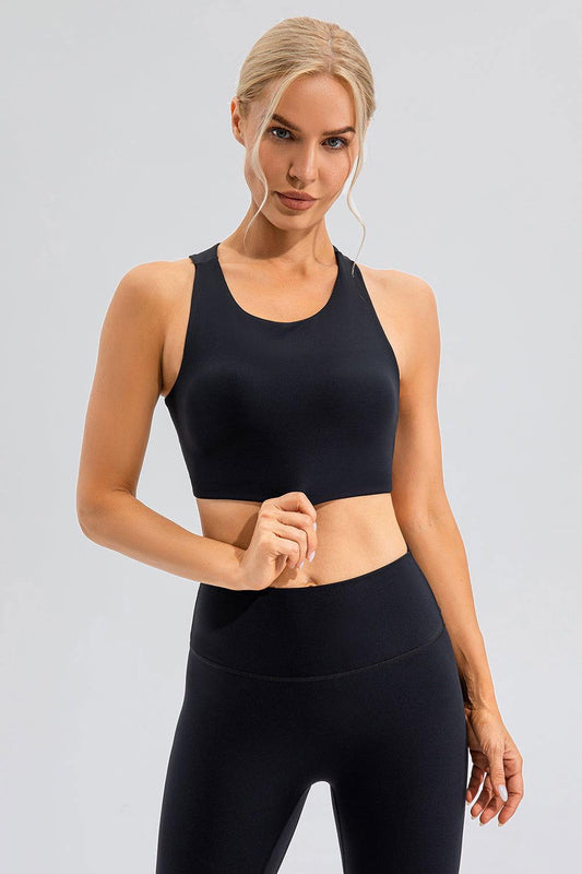 Round Neck Cutout Cropped Active Tank - Clothes For Her Online Store