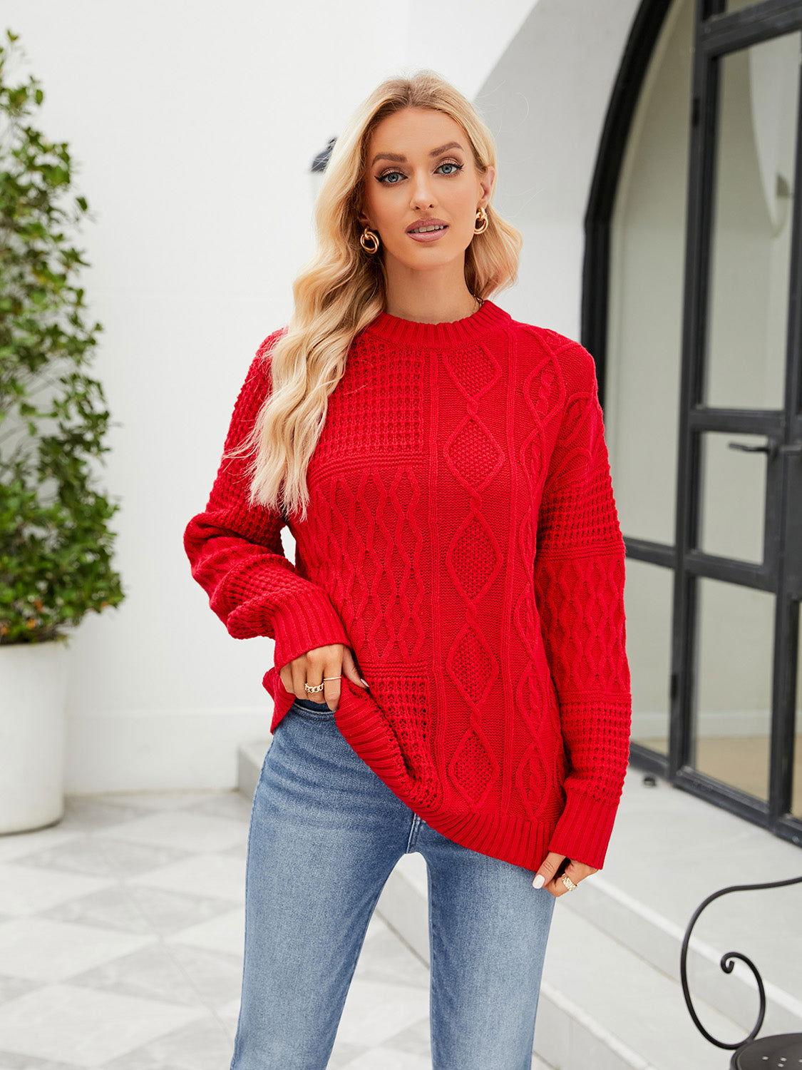 Round Neck Dropped Shoulder Sweater