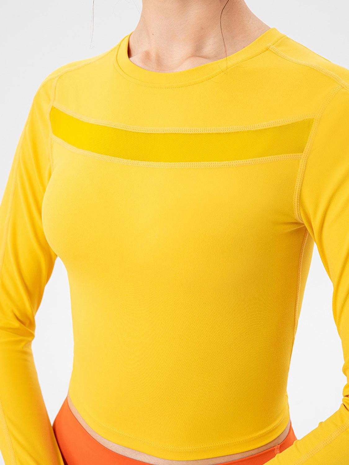 Round Neck Long Sleeve Active T-Shirt - Clothes For Her Online Store