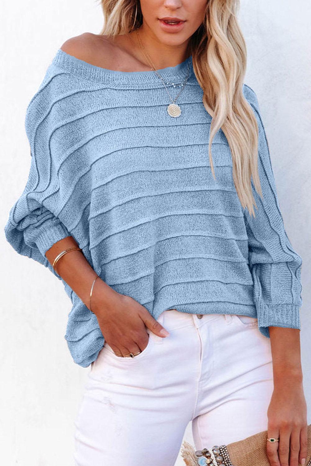 Round Neck Long Sleeve Knit Top - Clothes For Her Online Store