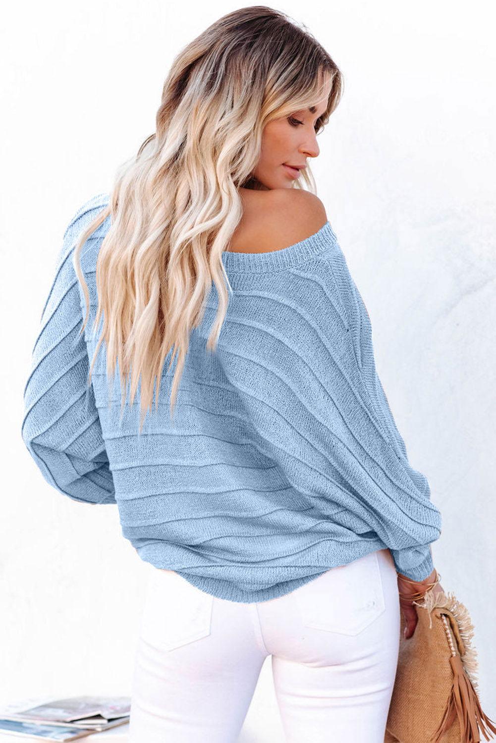 Round Neck Long Sleeve Knit Top - Clothes For Her Online Store