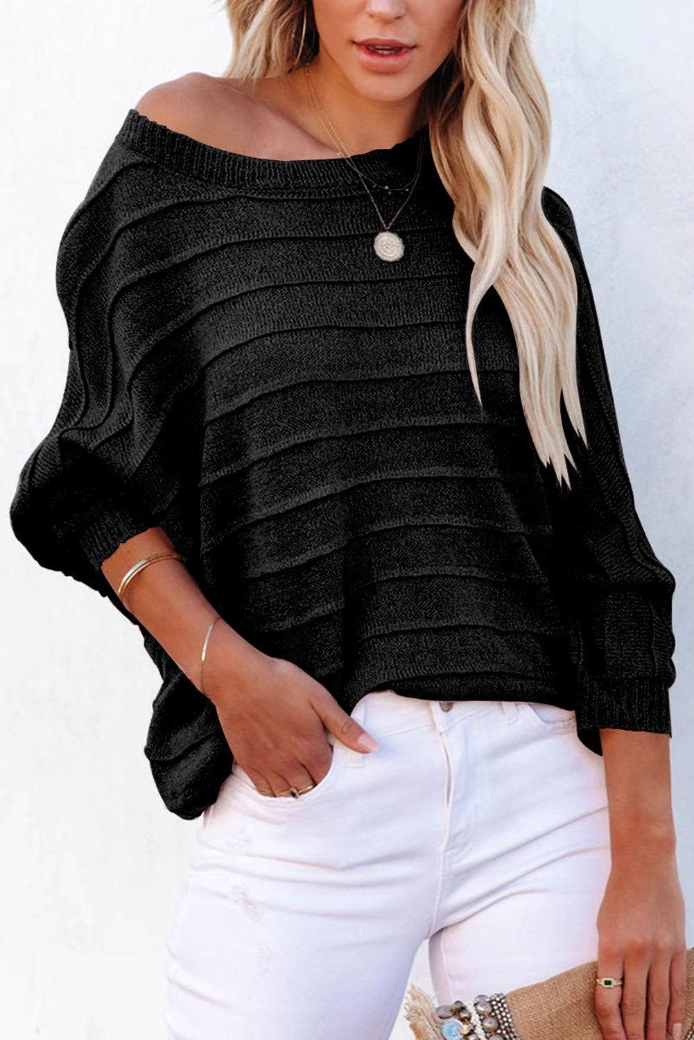 Round Neck Long Sleeve Knit Top - Clothes For Her Online Store
