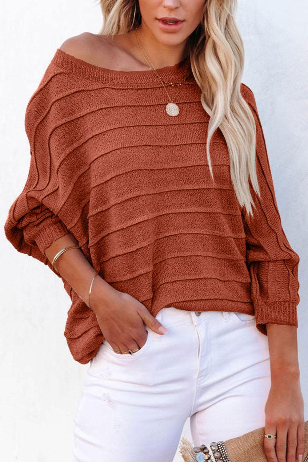 Round Neck Long Sleeve Knit Top - Clothes For Her Online Store