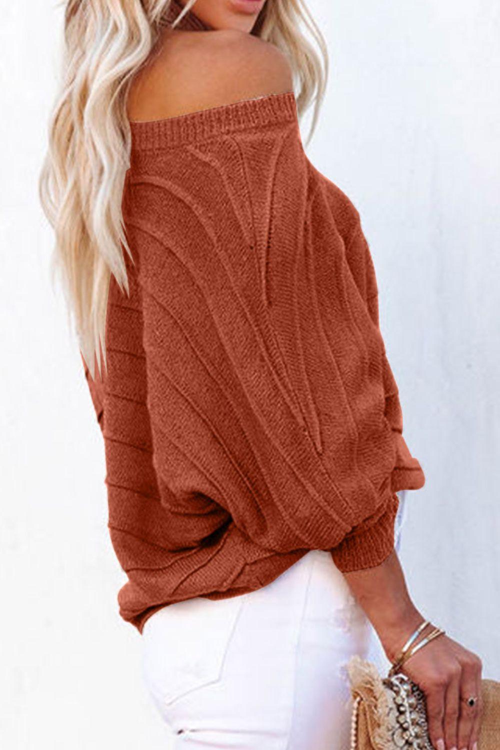 Round Neck Long Sleeve Knit Top - Clothes For Her Online Store