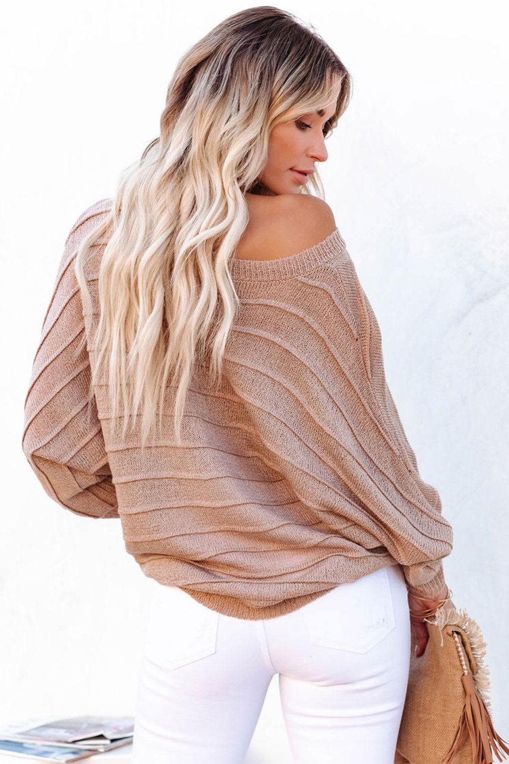 Round Neck Long Sleeve Knit Top - Clothes For Her Online Store