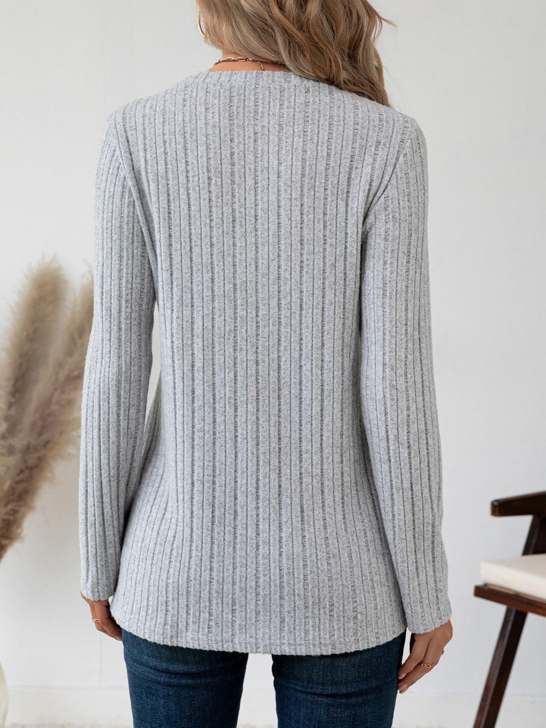 Round Neck Long Sleeve T-Shirt - Clothes For Her Online Store