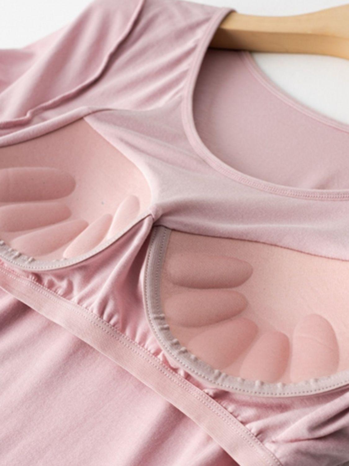 Round Neck Modal T-Shirt with Bra - Clothes For Her Online Store