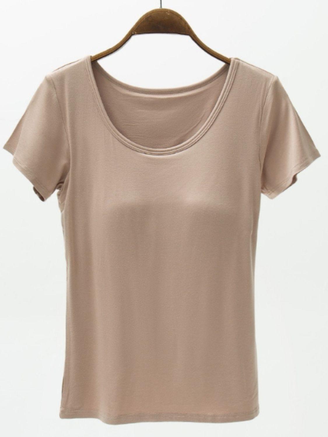 Round Neck Modal T-Shirt with Bra - Clothes For Her Online Store