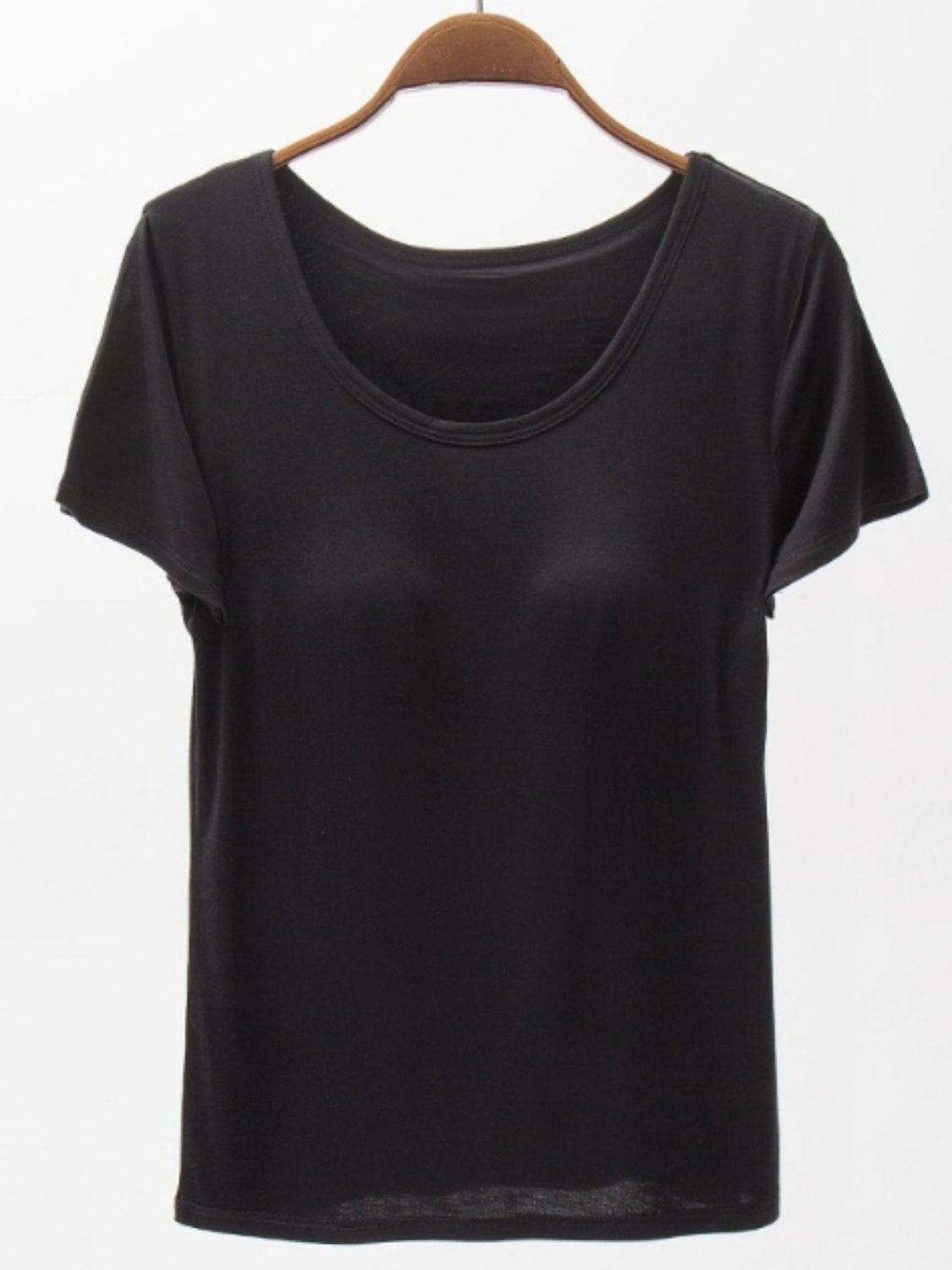 Round Neck Modal T-Shirt with Bra - Clothes For Her Online Store