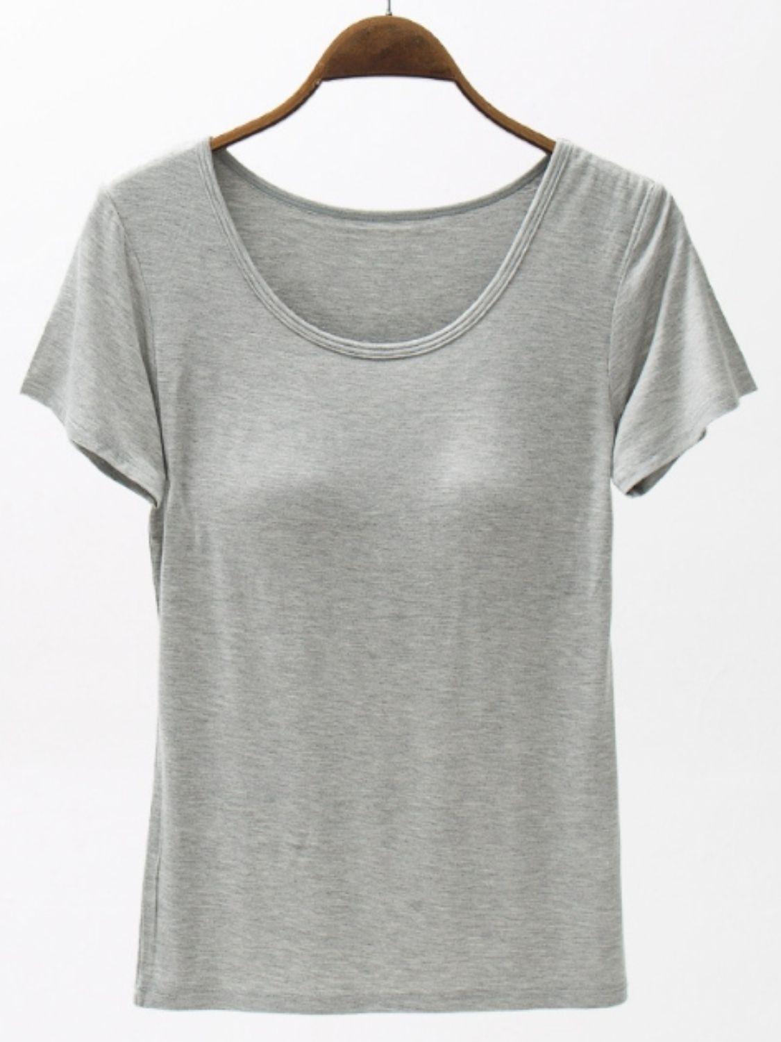 Round Neck Modal T-Shirt with Bra - Clothes For Her Online Store