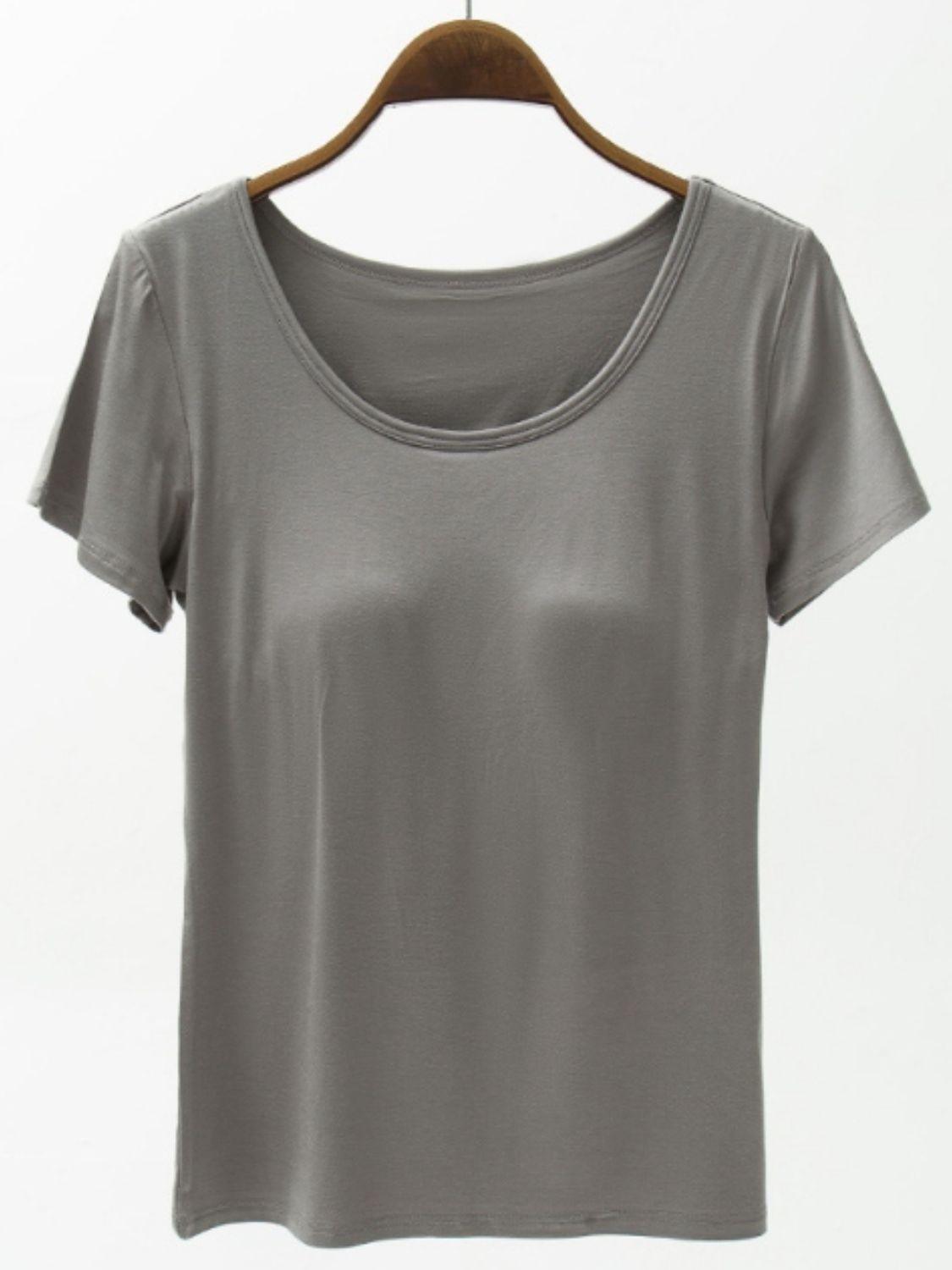 Round Neck Modal T-Shirt with Bra - Clothes For Her Online Store