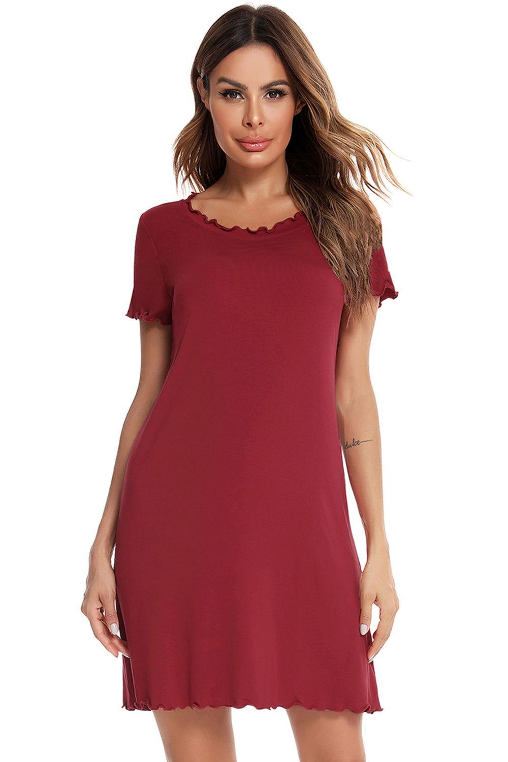 Round Neck Short Sleeve Lounge Dress - Clothes For Her Online Store