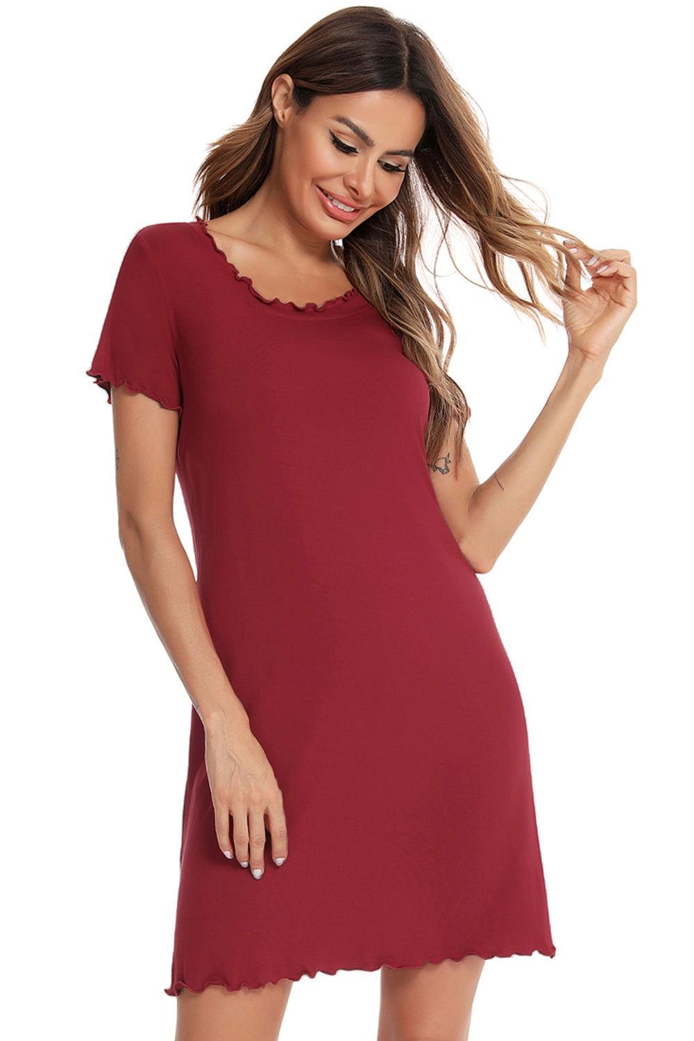 Round Neck Short Sleeve Lounge Dress - Clothes For Her Online Store