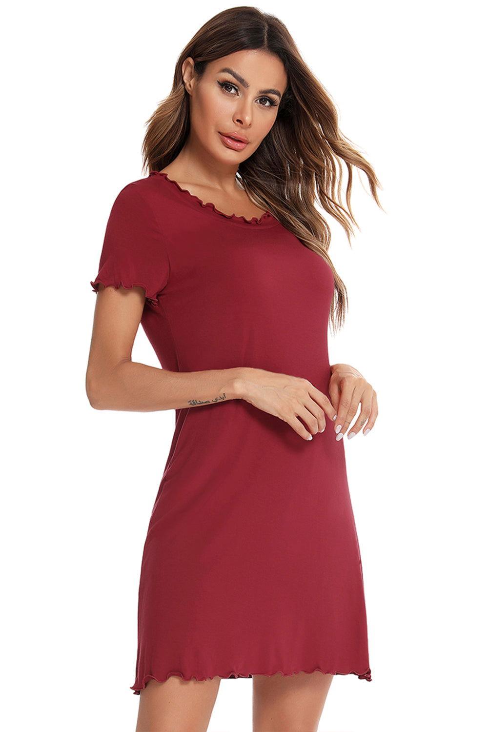 Round Neck Short Sleeve Lounge Dress - Clothes For Her Online Store
