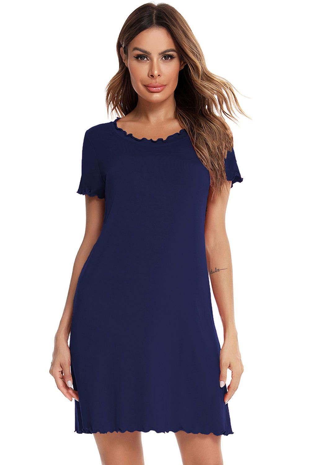 Round Neck Short Sleeve Lounge Dress - Clothes For Her Online Store