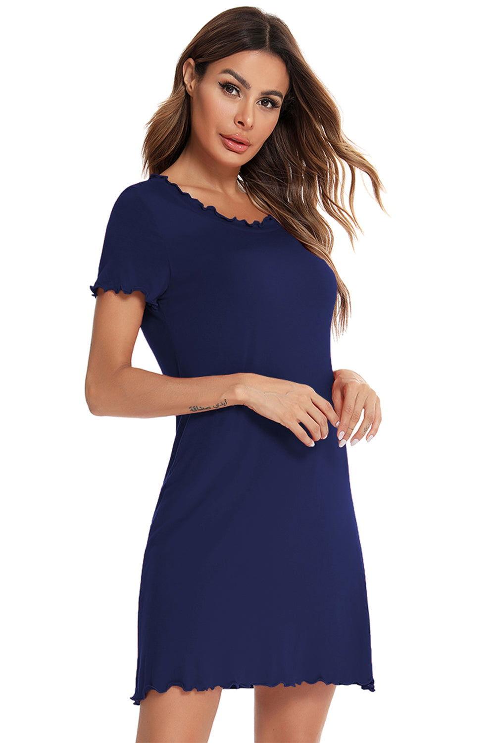 Round Neck Short Sleeve Lounge Dress - Clothes For Her Online Store
