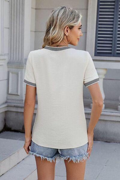 Round Neck Short Sleeve T-Shirt - Clothes For Her Online Store