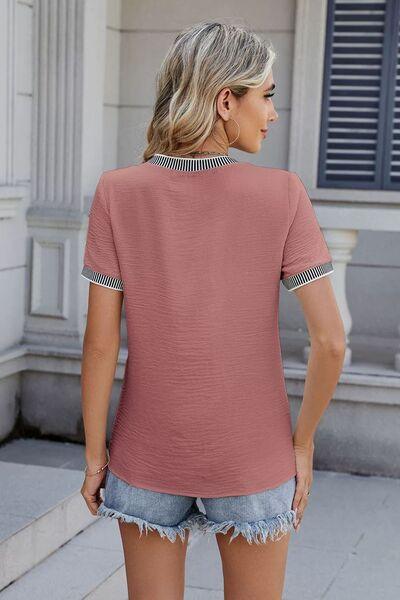 Round Neck Short Sleeve T-Shirt - Clothes For Her Online Store