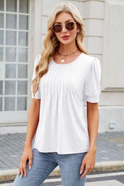 Round Neck Short Sleeve T-Shirt - Clothes For Her Online Store