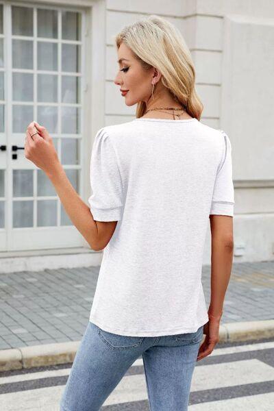 Round Neck Short Sleeve T-Shirt - Clothes For Her Online Store
