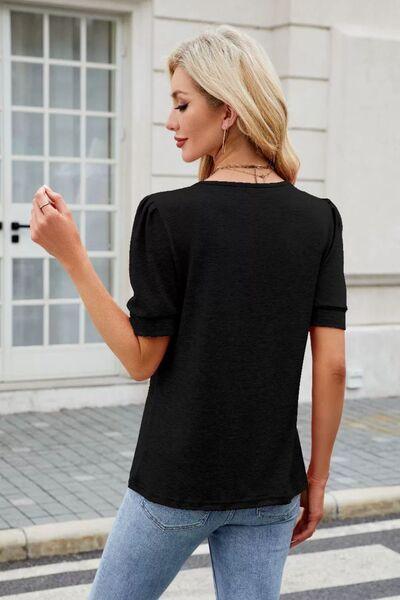 Round Neck Short Sleeve T-Shirt - Clothes For Her Online Store