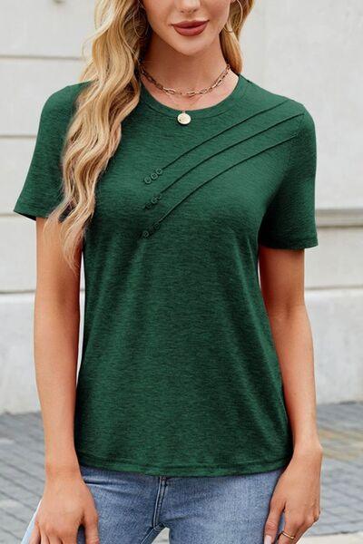 Round Neck Short Sleeve T-Shirt - Clothes For Her Online Store