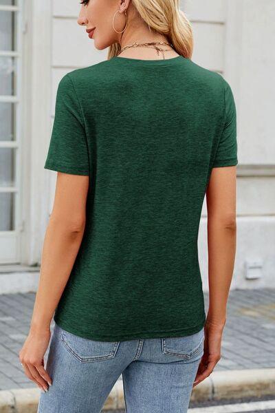 Round Neck Short Sleeve T-Shirt - Clothes For Her Online Store