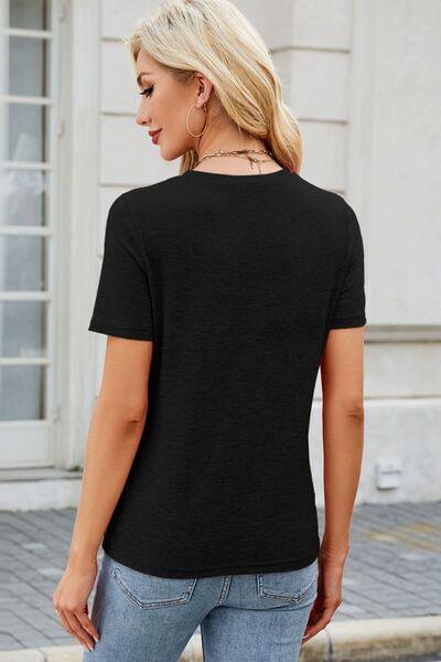 Round Neck Short Sleeve T-Shirt - Clothes For Her Online Store